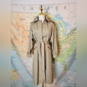 Windsor Bay Beige Trench Coat with Belt And Hood Size 10